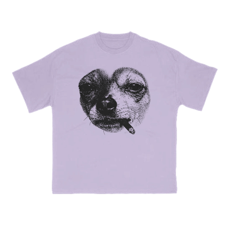 Smoking Dog Meme Print T-shirt - Purple - US16-18(2XL) - image 11