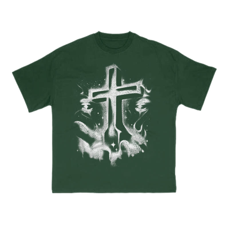  The Cross On The Palm Print T-shirt - Green - US16-18(2XL) - image 9