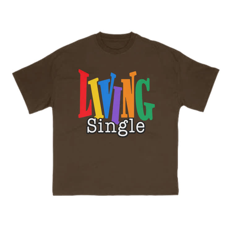 Living Single Rainbow Print T-shirt - Coffee - US16-18(2XL) - image 6