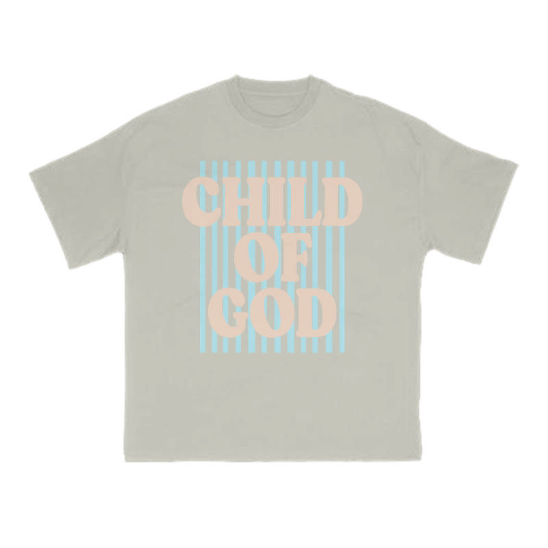 Unisex 100% Cotton Child Of God Stripes Print T-shirt - Warm Grey - US16-18(2XL) - image 5