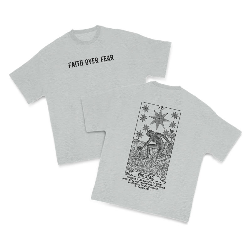 Faith Over Fear Tarot The Star Print T-shirt - Grey - US16-18(2XL) - image 3