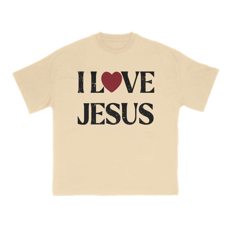 I Love Jesus Distressed Print Valentine's Day T-shirt - Apricot - US16-18(2XL) - image 7