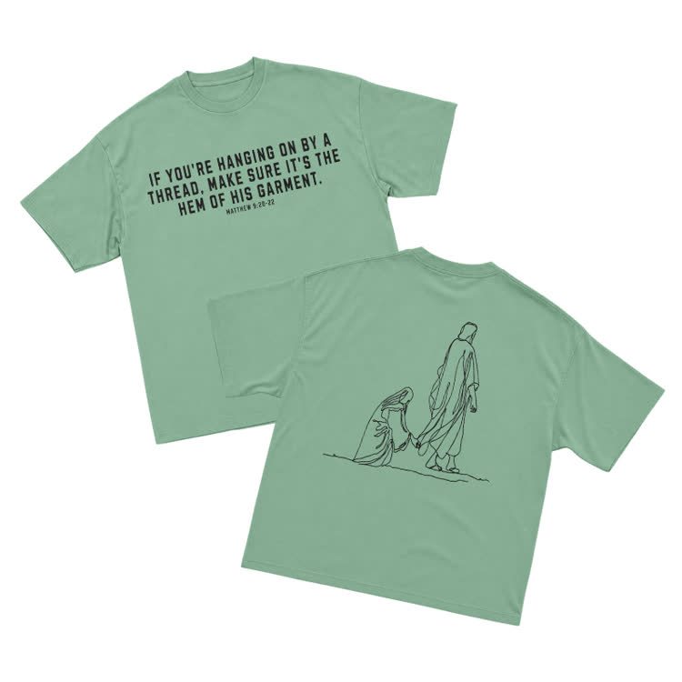 Minimal Sketch Faith Inspired Short Sleeve Streetwear T-Shirt - Light Green - US16-18(2XL) - image 6