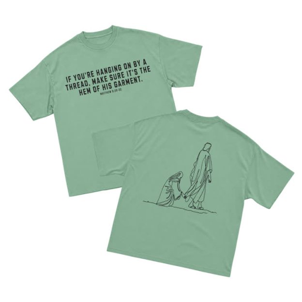 Minimal Sketch Faith Inspired Short Sleeve Streetwear T-Shirt - Light Green - US16-18(2XL) - image 6