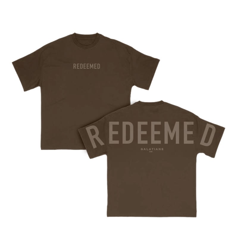 Unisex Redeemed Galatians 2:20 Print T-shirt - Coffee - US16-18(2XL) - image 7