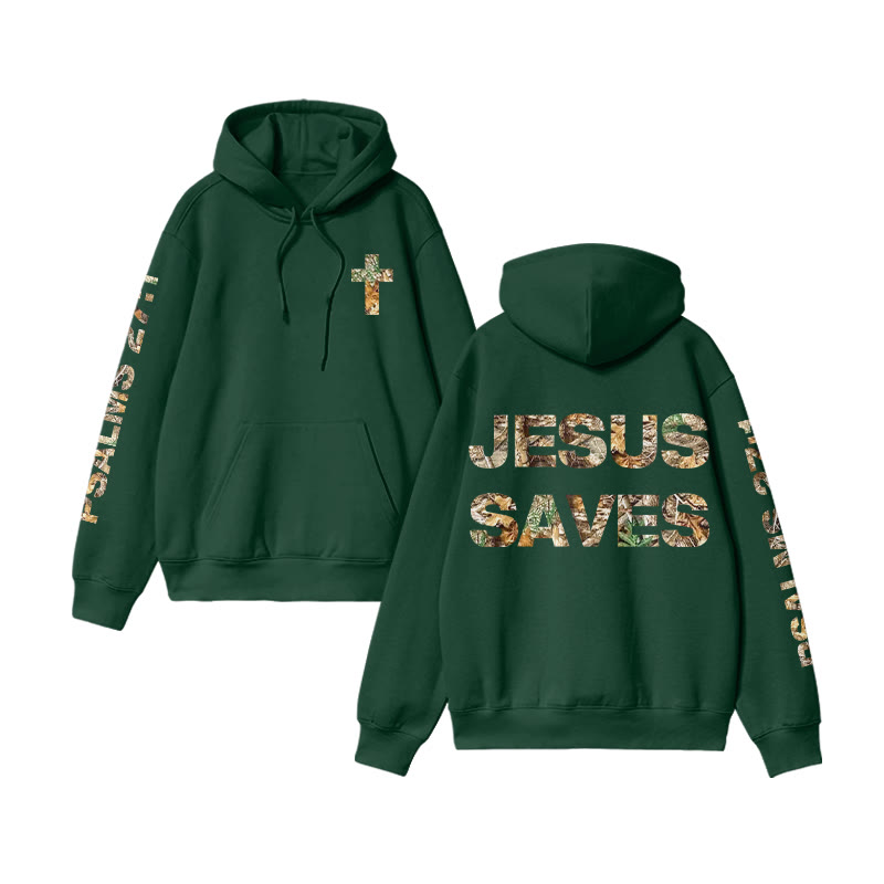 Unisex 100% Cotton Jesus Saves Dead Leaves Camouflage Print Hoodie