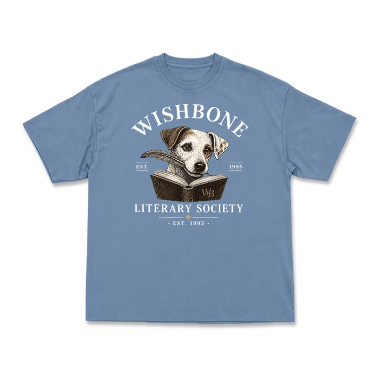 Wishbone Literary Society Vintage Dog Graphic T-Shirt - Dusty Blue - US16-18(2XL) - image 13