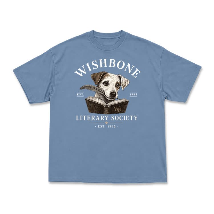 Wishbone Literary Society Vintage Dog Graphic T-Shirt - Dusty Blue - US16-18(2XL) - image 13