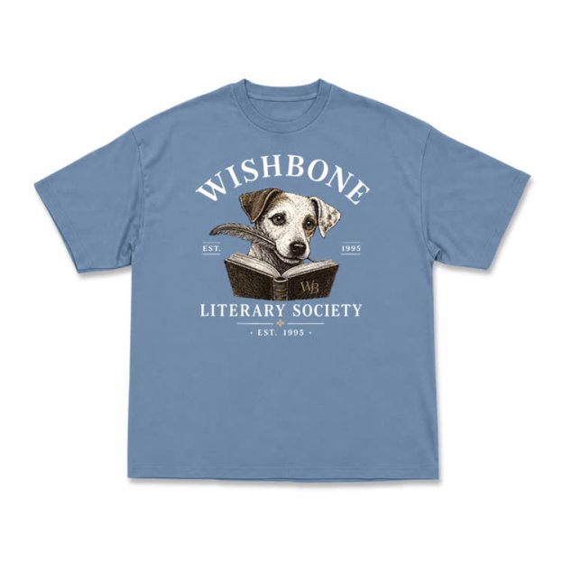 Wishbone Literary Society Vintage Dog Graphic T-Shirt - Dusty Blue - US16-18(2XL) - image 13