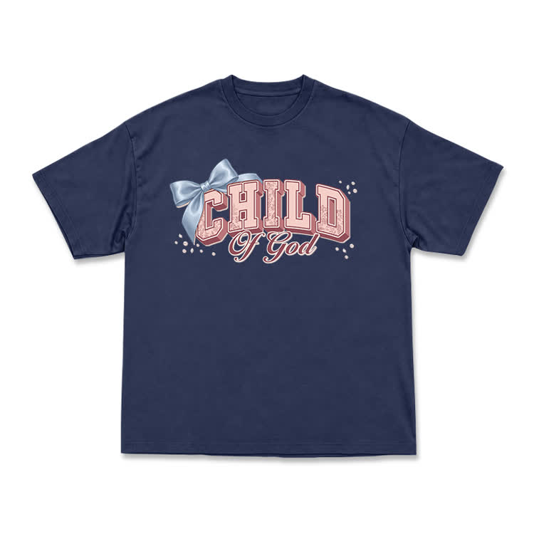 Casual Child Of God Bow Graphic T-Shirt - Navy Blue - US16-18(2XL) - image 11