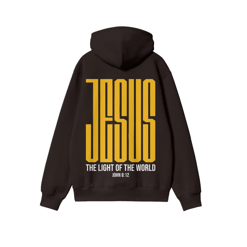 Unisex Jesus The Light Of The World Print Hoodie - Coffee - 2XL - image 5