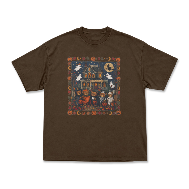 Halloween Haunted House Graphic T-Shirt - Coffee - US16-18(2XL) - image 7