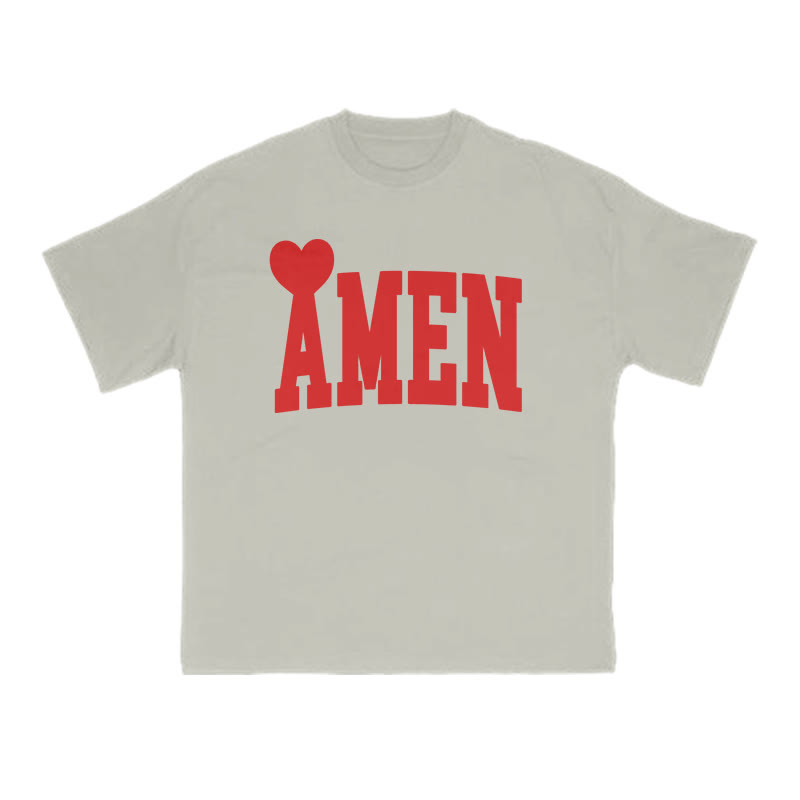 Amen Valentine's Day Print T-shirt - Warm Grey - US16-18(2XL) - image 6