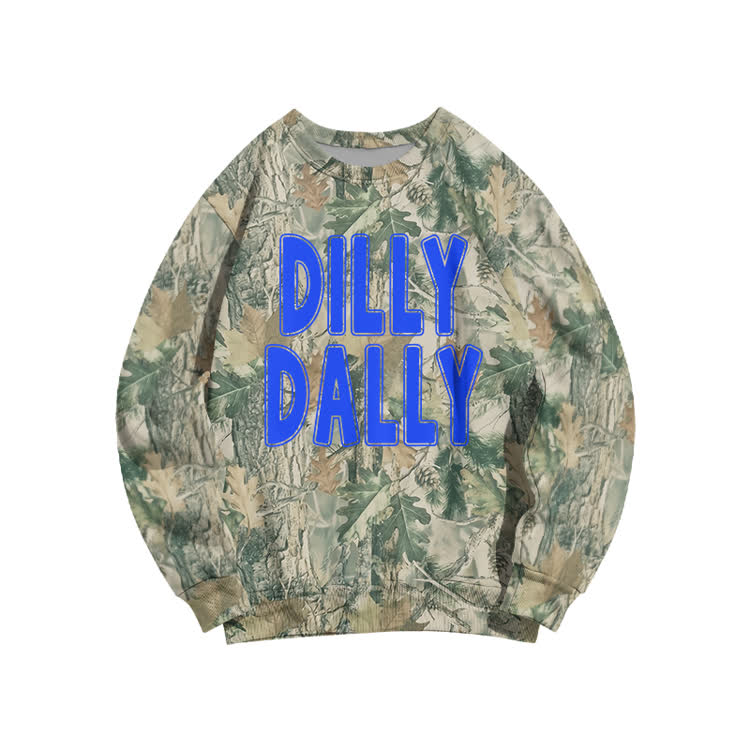 Dilly Dally Graphic Print Casual Sweatshirt - Green - 5XL - image 3
