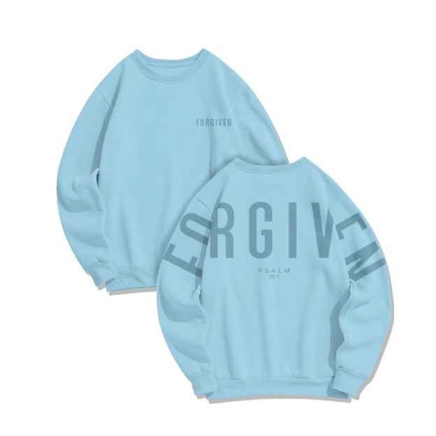 Unisex Forgiven Psalm 32:1 Print Sweatshirt - Blue - US16-18(2XL) - image 5