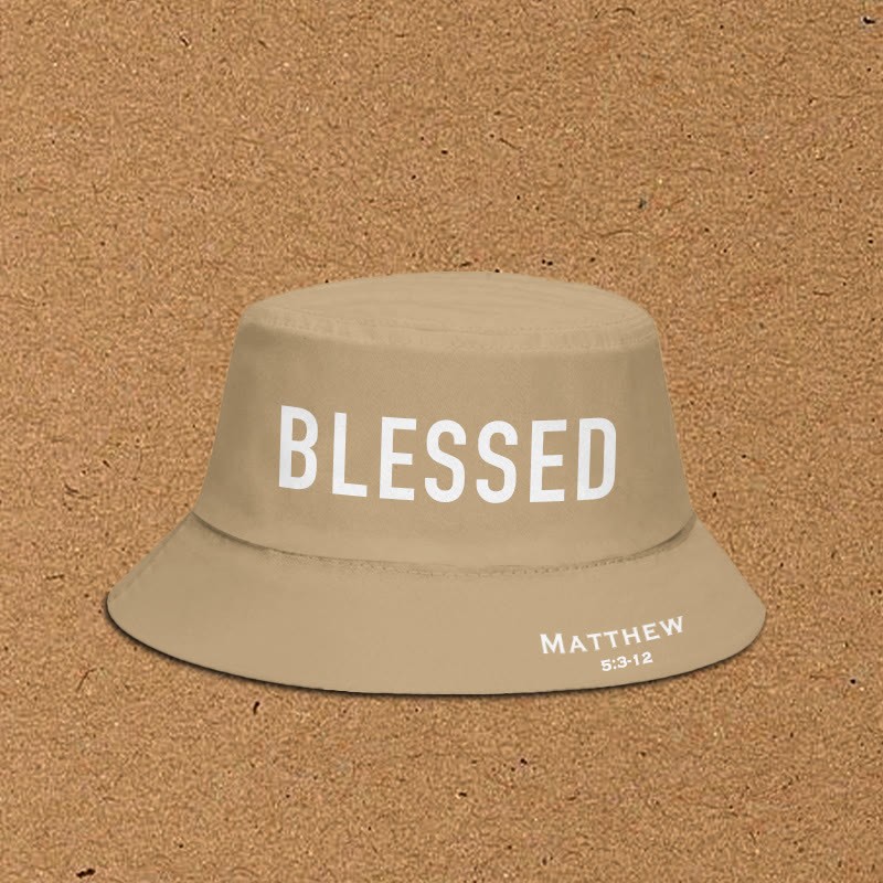 Blessed Matthew 5:3-12 Print Bucket Hat - Khaki - XL(62cm) - image 4