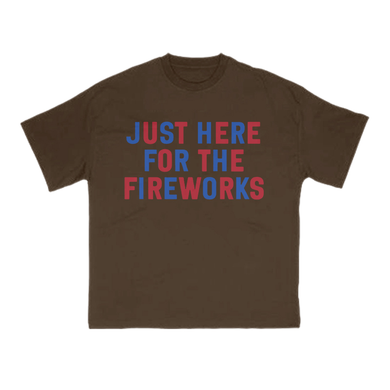 Just Here For The Fireworks Print T-shirt - Coffee - US16-18(2XL) - image 6