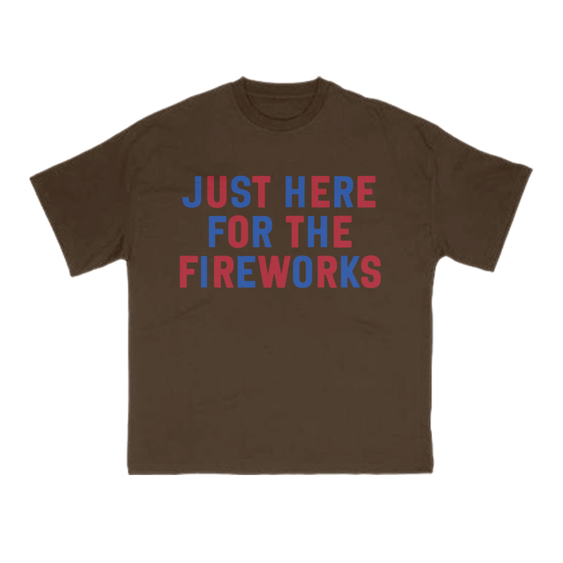 Just Here For The Fireworks Print T-shirt - Coffee - US16-18(2XL) - image 6