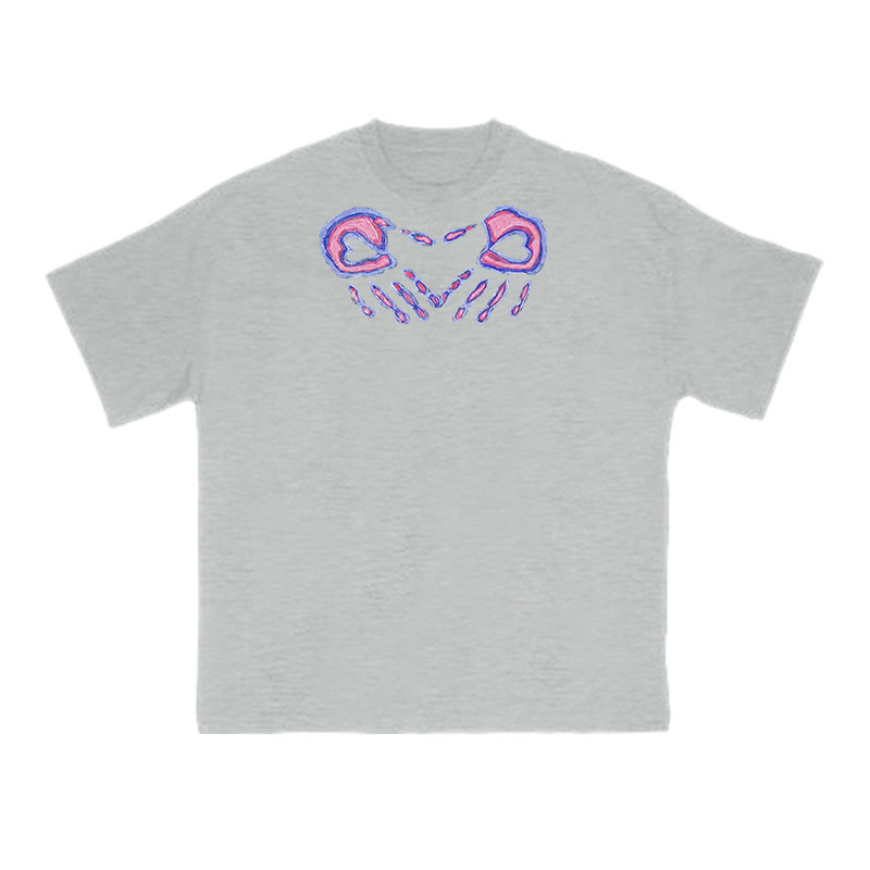 Gradient Fingers Forming A Heart Print T-shirt - Grey - US16-18(2XL) - image 3