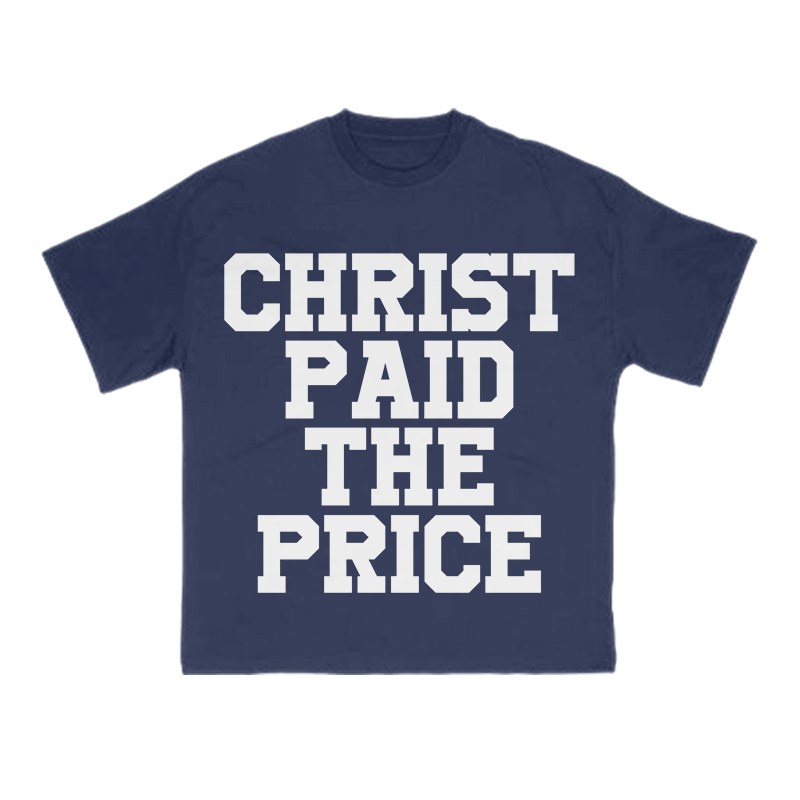 Christ Paid The Price Print T-shirt - Navy Blue - US16-18(2XL) - image 13