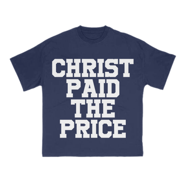 Christ Paid The Price Print T-shirt - Navy Blue - US16-18(2XL) - image 13