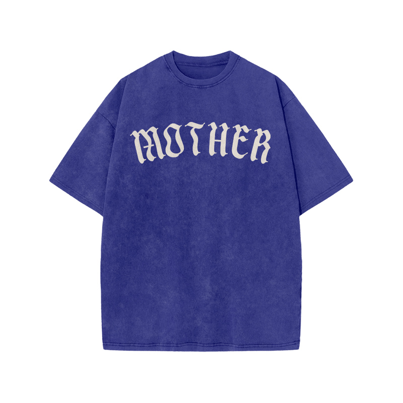 Mother Print Acid Washed T-shirt - Blue - US20-22(3XL) - image 6