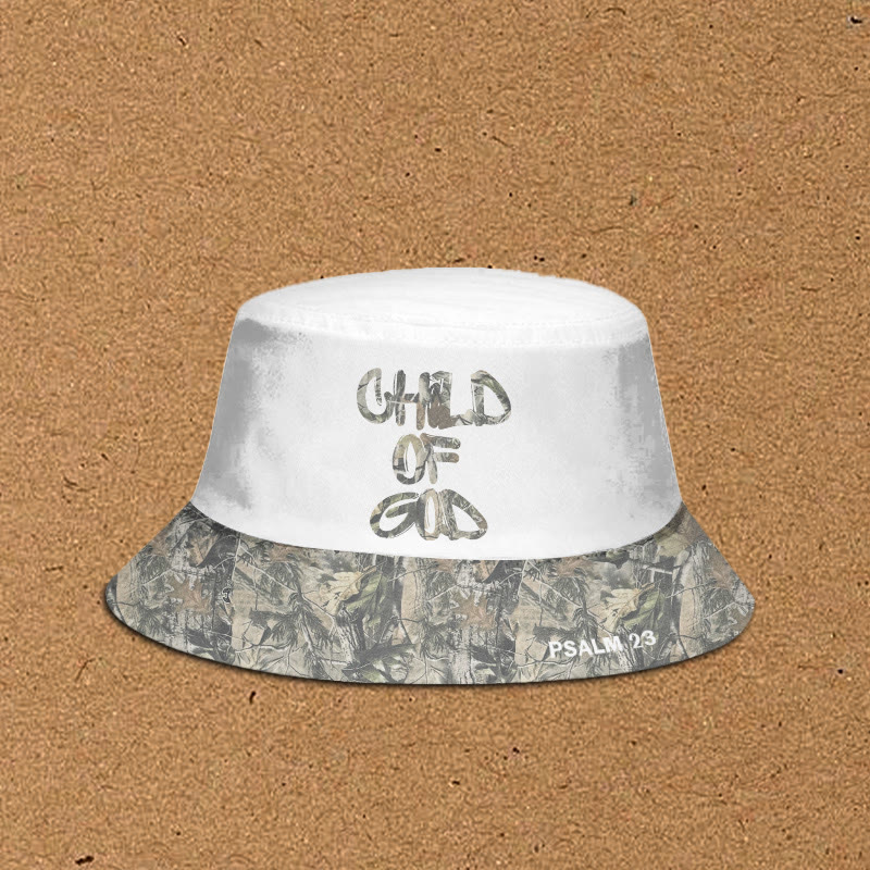 Child Of God Dead Leaves Camouflage Patchwork Print Bucket Hat - White - XL(62cm) - image 3