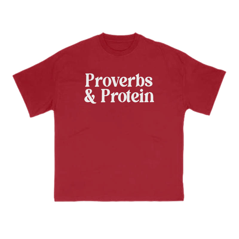 Proverbs & Protein Print T-shirt - Red - US16-18(2XL) - image 9