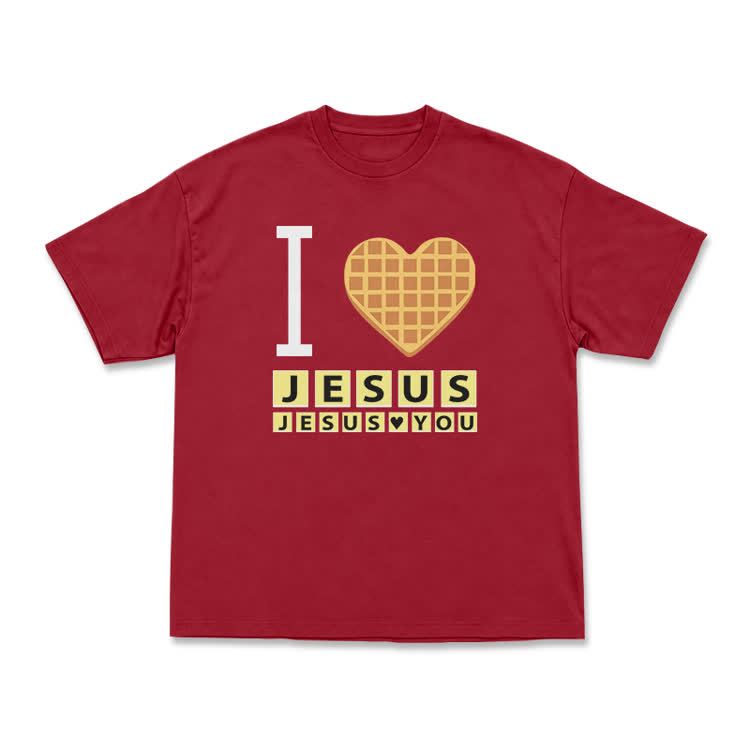 I Heart Jesus Graphic Casual Crew Neck T Shirt - Red - US16-18(2XL) - image 14