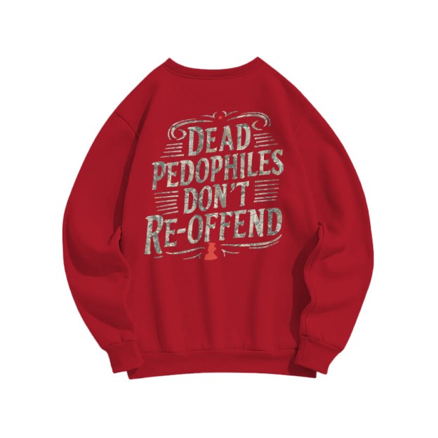 Creative Dead Pedophiles Don't Re-offend Protect The Innocent Dead Leaves Camouflage Print Sweatshirt - Red - US16-18(2XL) - image 6