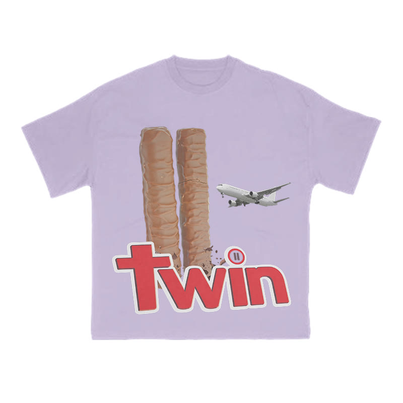 The Plane Crashing Into The Chocolate Bars Print T-shirt - Purple - US16-18(2XL) - image 9