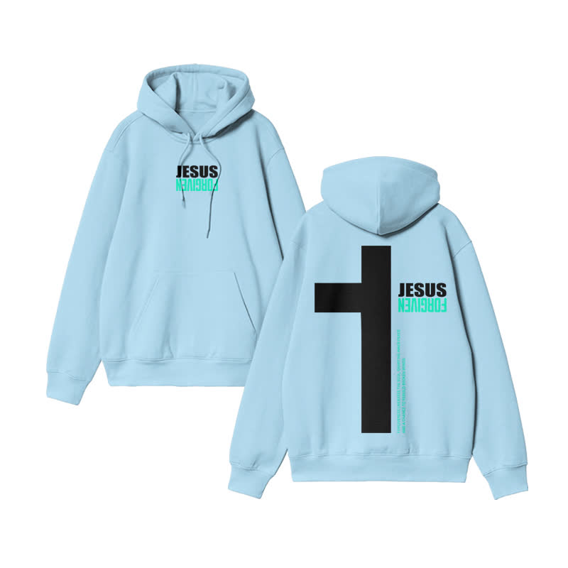 Unisex 100% Cotton Jesus Forfiven Design Print Hoodie - Blue - US16-18(2XL) - image 7