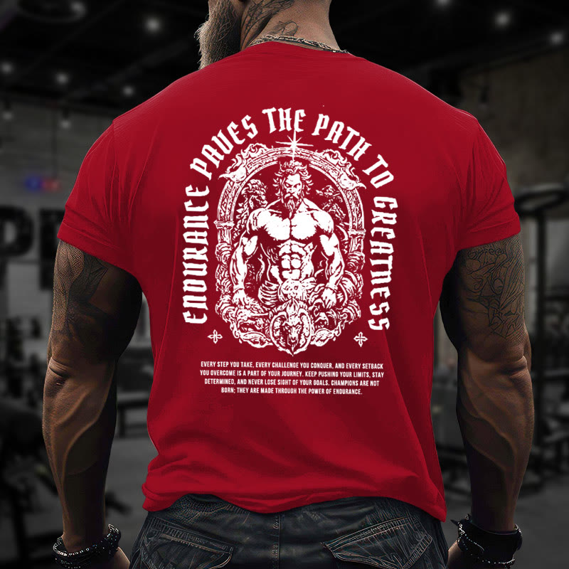 Gym 100% Cotton Cnourancc Paucs The Path To Grcatness Print T-shirt - Red - US16-18(2XL) - image 7