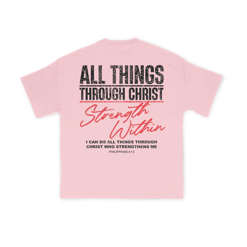 All Things Through Christ Print T-shirt - Pink - US16-18(2XL) - image 8