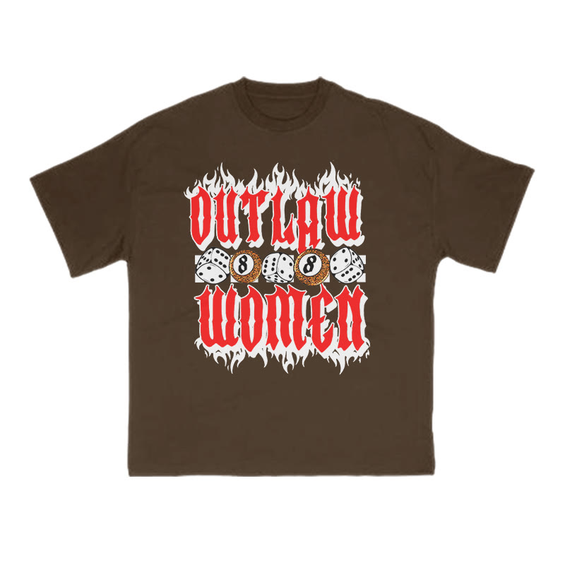 Unisex Outlaw Women Dice Print T-shirt - Coffee - US16-18(2XL) - image 6