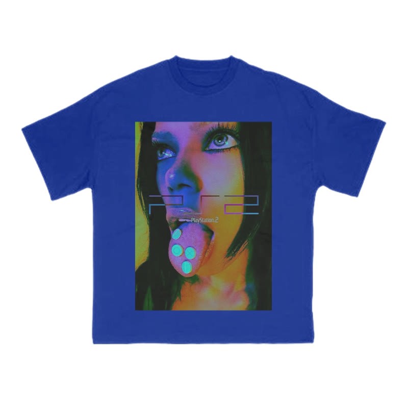 Vaporwave Y2K Print T-shirt - Blue - US16-18(2XL) - image 9