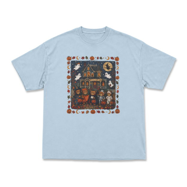 Halloween Haunted House Graphic T-Shirt - Light Blue - US16-18(2XL) - image 11