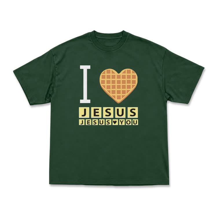 I Heart Jesus Graphic Casual Crew Neck T Shirt - Green - US16-18(2XL) - image 10