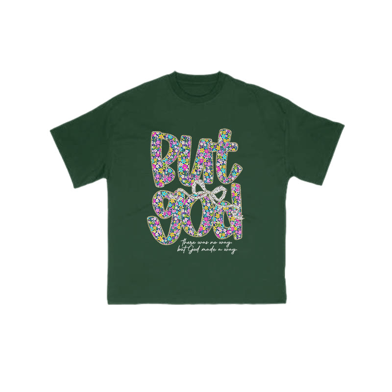 But God Floral Pattern Print T-shirt - Green - US16-18(2XL) - image 9