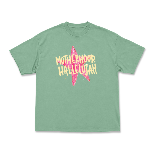 Vintage MOTHERHOOD HALLELUJAH Star Graphic Print T-Shirt - Light Green - US16-18(2XL) - image 8