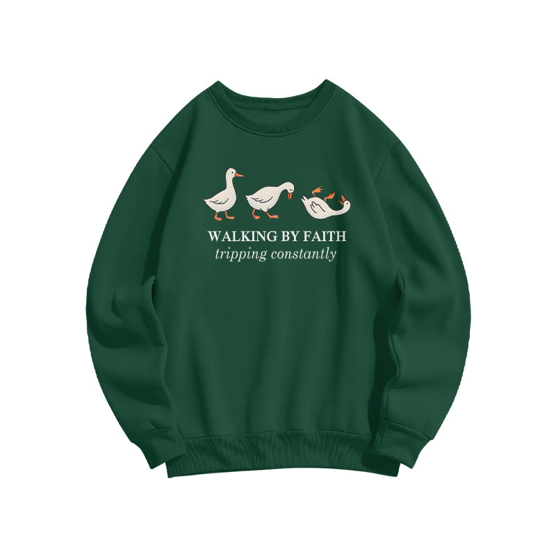 Unisex Walking By Faith Tripping Constantly Print Sweatshirt - Dark Green - US16-18(2XL) - image 7