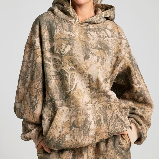 Dead Leaves Camouflage Print Causal Hoodie - Brown - US44-46(8XL) - image 3