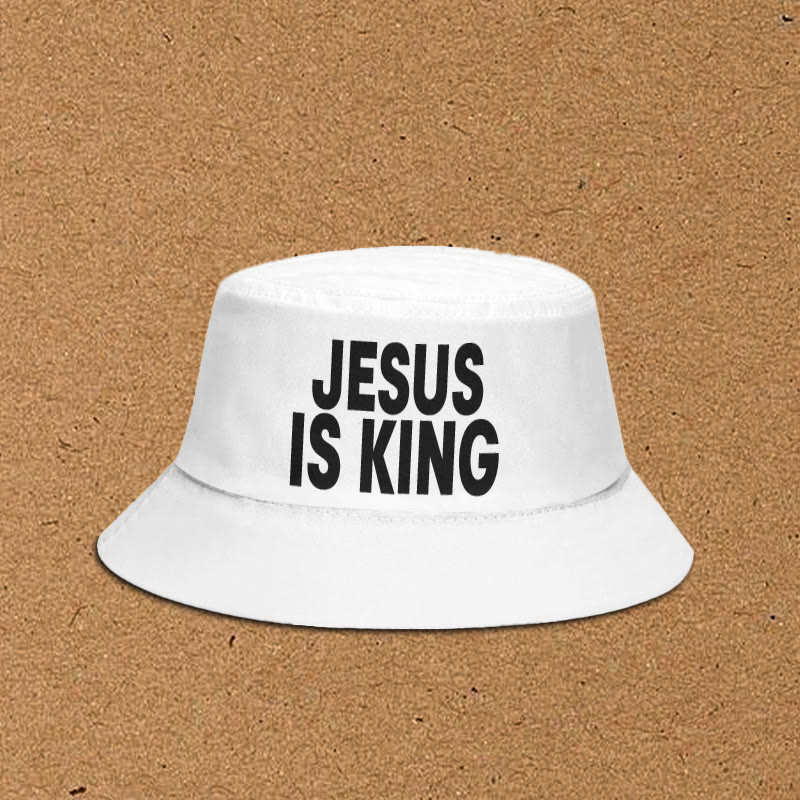 Jesus Is King Print Bucket Hat - White - XL(62cm) - image 5