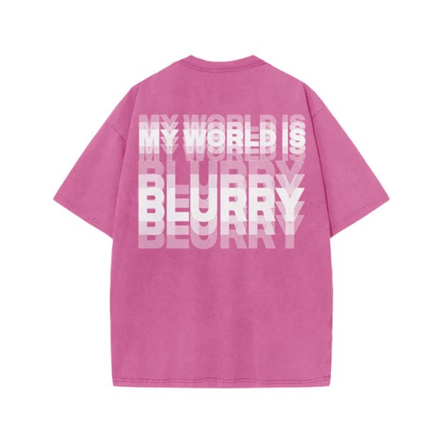 My World Is Blurry Print Acid Washed T-shirt - Pink - US20-22(3XL) - image 7
