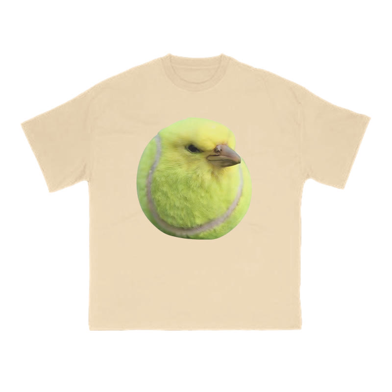 Bird Head Tennis Ball Body Funny Meme Print T-shirt - Apricot - US16-18(2XL) - image 5