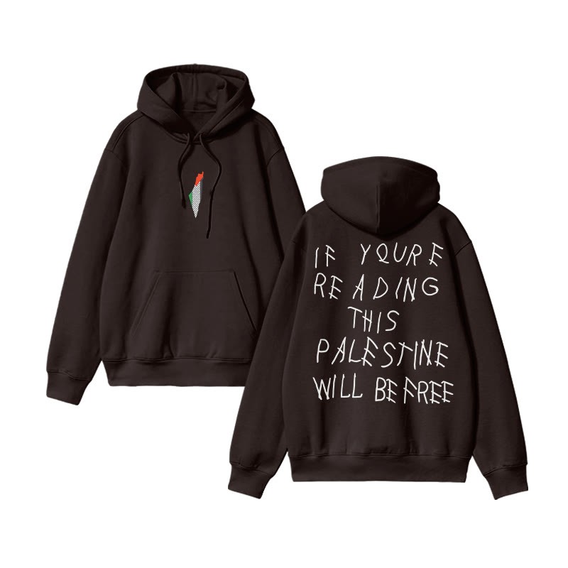 Unisex If You're Reading Will Be Free Print Hoodie - Coffee - US16-18(2XL) - image 6