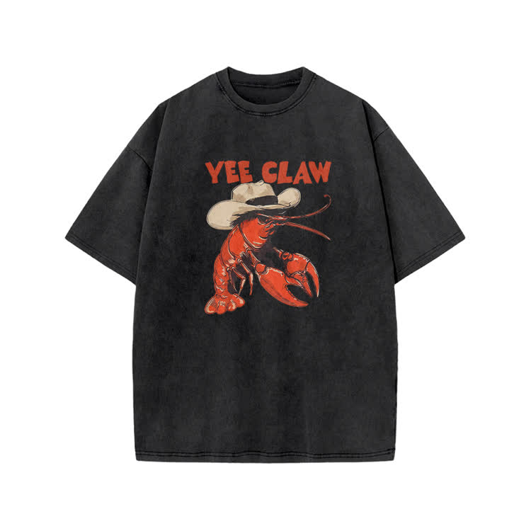 Vintage Yee Claw Lobster Print Acid Washed T-shirt - Black - US20-22(3XL) - image 7