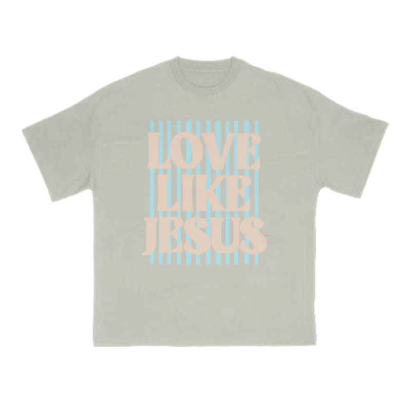 Unisex 100% Cotton Love Like Jesus Print T-shirt - Warm Grey - US16-18(2XL) - image 5