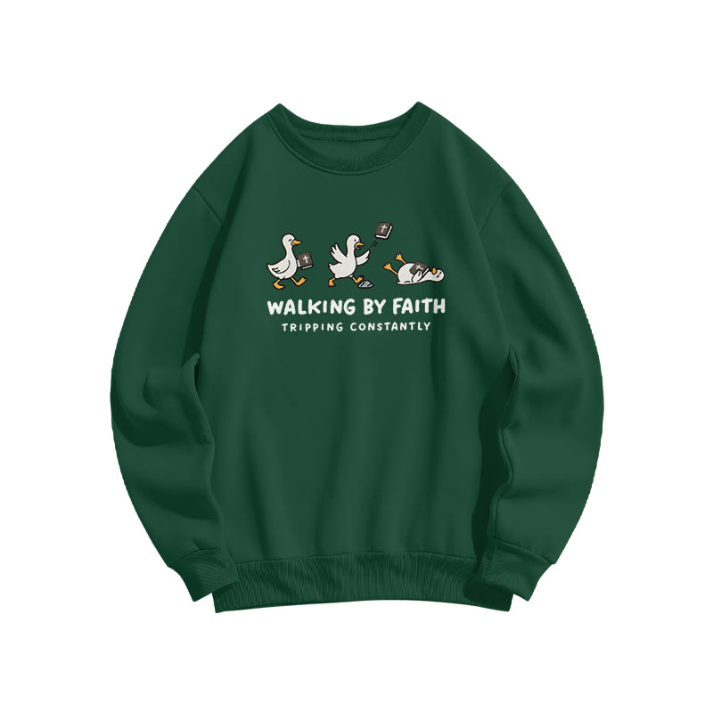 Unisex Walking By Faith Tripping Constantly Bible Print Sweatshirt - Dark Green - US16-18(2XL) - image 7