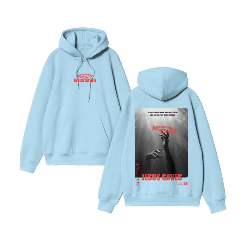 Unisex 100% Cotton Jesus Saves Design Print Hoodie - Blue - US16-18(2XL) - image 7